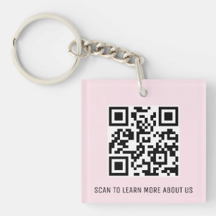 Pink Acrylic QR Code Keychain Custom Logo Square