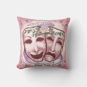 Pink Actor Masks Throw Pillow