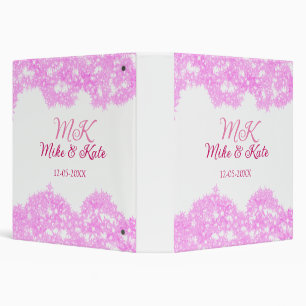 Pink add couple name date monogram glitter sparkle 3 ring binder