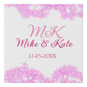 Pink add couple name date monogram glitter sparkle faux canvas print