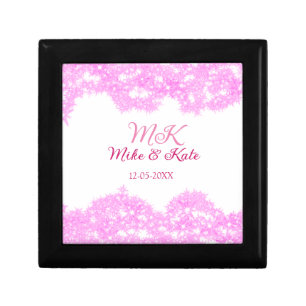 Pink add couple name date monogram glitter sparkle gift box