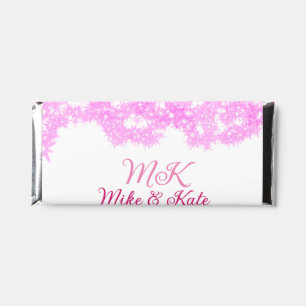 Pink add couple name date monogram glitter sparkle hershey bar favors