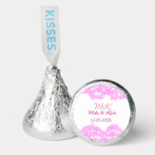 Pink add couple name date monogram glitter sparkle hershey®'s kisses®