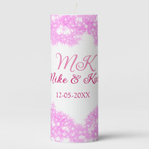 Pink add couple name date monogram glitter sparkle pillar candle