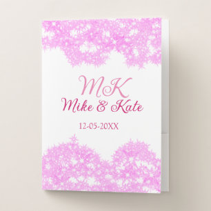 Pink add couple name date monogram glitter sparkle pocket folder