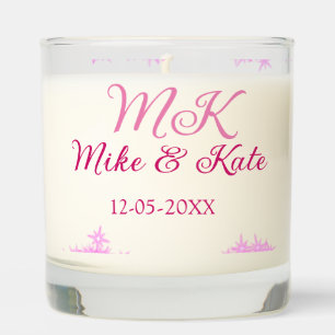 Pink add couple name date monogram glitter sparkle scented candle