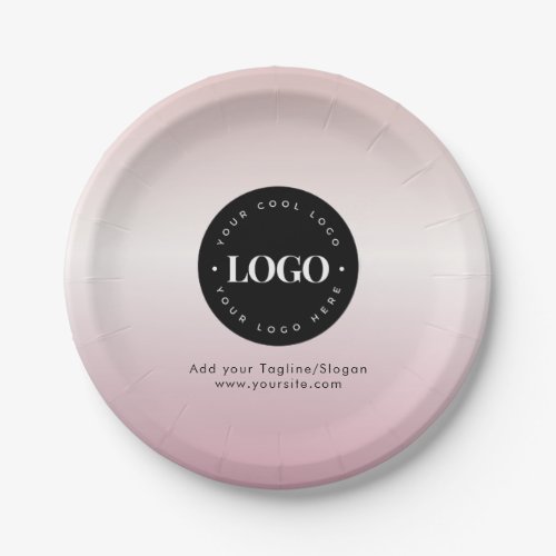 Pink Add Custom Business Company Logo Text Party Paper Plates