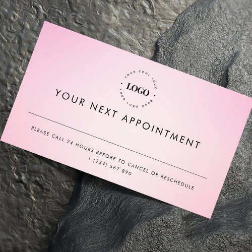 Pink Add Custom Logo Business Appointment Card