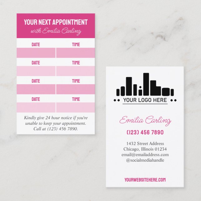 Pink Add Logo Hair Stylist Next Appointments (Front/Back)