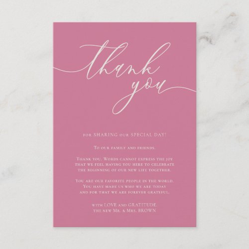 Pink Add Photo Thank you Enclosure Card
