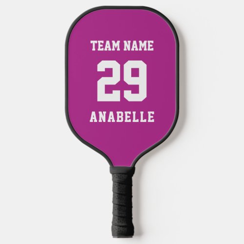 Pink Add Your Team Name Jersey Number Text Pickleball Paddle