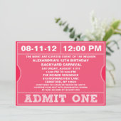 Pink Admit One Ticket Invitation Birthday Party | Zazzle