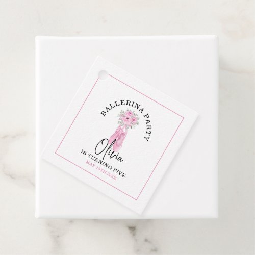 Pink Adorable Ballerina Birthday Party Favor Tags