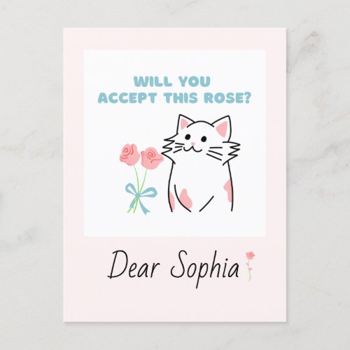 Pink Adorable CatRose Postcard