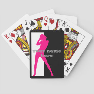 Pink adult dancing girl silhouette poker cards
