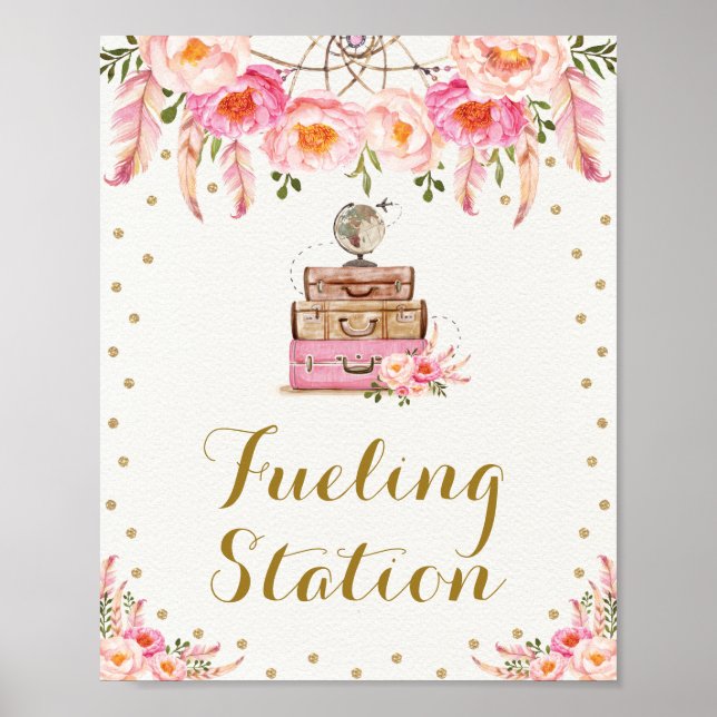 Pink Adventure Travel Miss to Mrs Fueling Station Poster (Front)