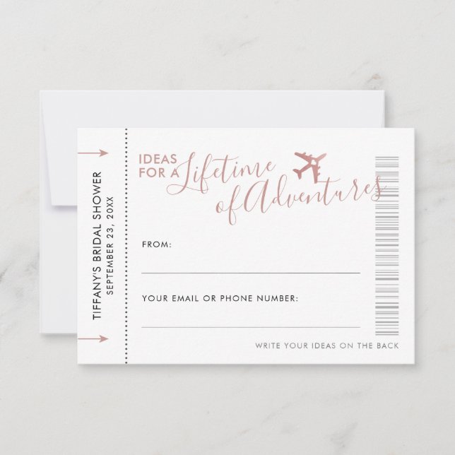 Pink Advice Card Bridal Shower Travel Date Night (Front)
