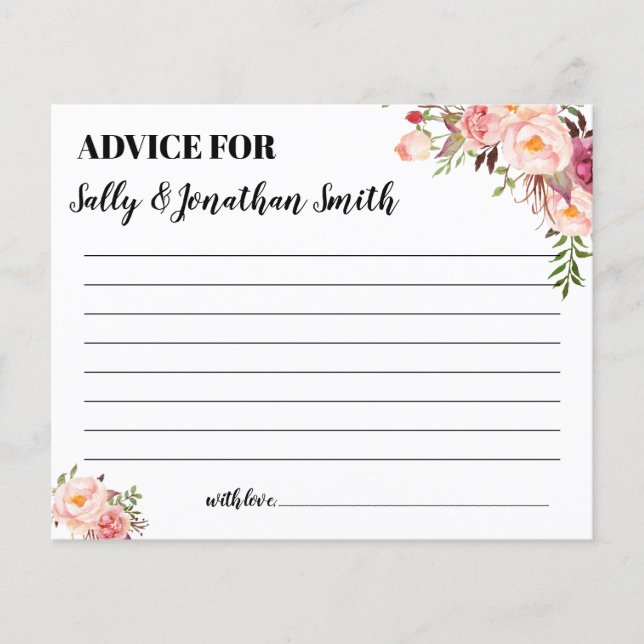 Pink Advice for mom and dad shower bilingual card (Front)