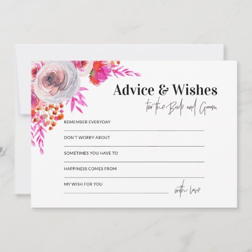  Pink Advice  Wishes for Bride and Groom Card