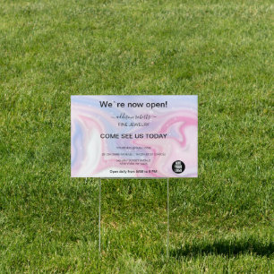 Pink Aesthetic Business Reopening Sign