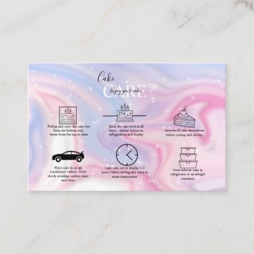 Pink Aesthetic Cake Care  Business Card