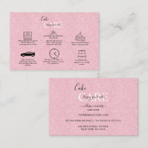 Pink Aesthetic Cake Care Square Business Card