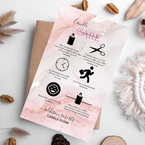 Pink Aesthetic Candle Care  Business Card