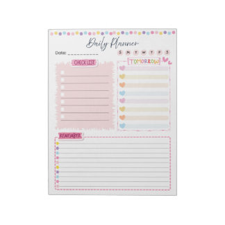 Pink Aesthetic Daily Planner Notepad