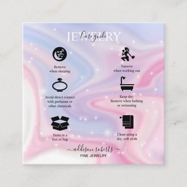 Pink Aesthetic Jewelry Care  Business Card (Front)