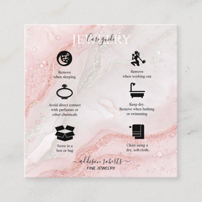 Pink Aesthetic Jewelry Care  Business Card (Front)