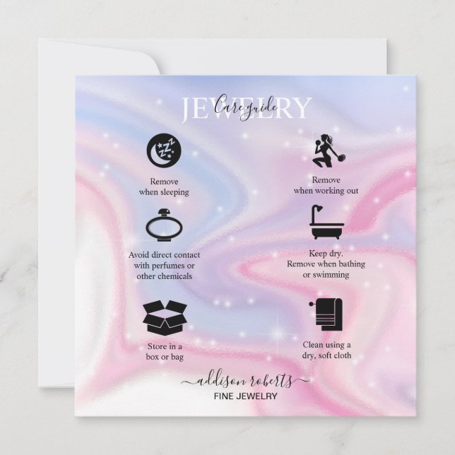 Pink Aesthetic Jewelry Care   Thank You Card (Front)