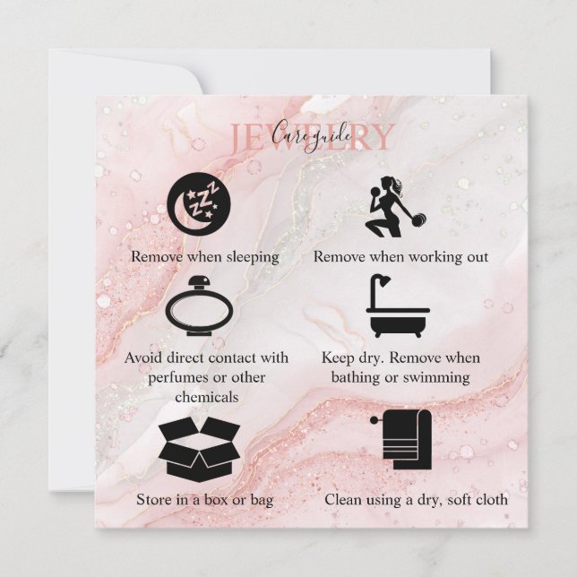 Pink Aesthetic Jewelry Care   Thank You Card (Front)