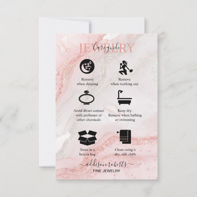 Pink Aesthetic Jewelry Care   Thank You Card (Front)