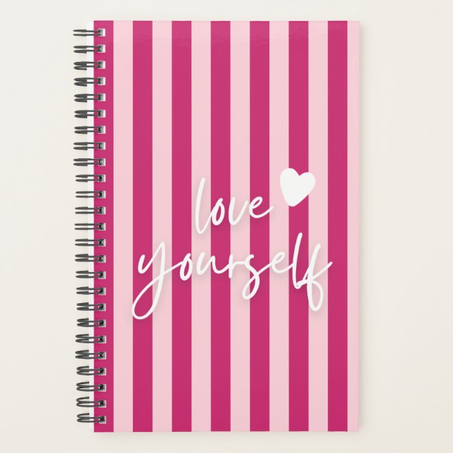 Pink Aesthetic Journal, Self Love Spiral Notebook (Front)