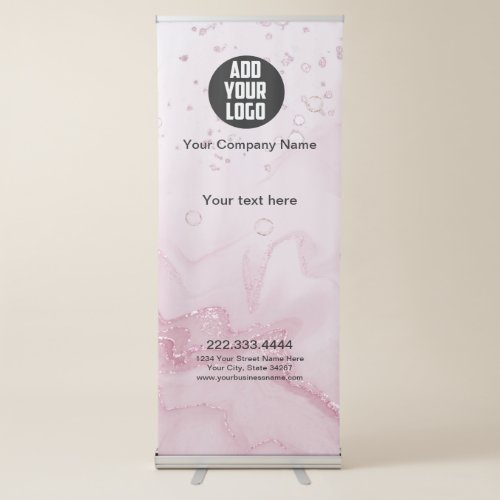 Pink Aesthetic logo business Retractable Banner