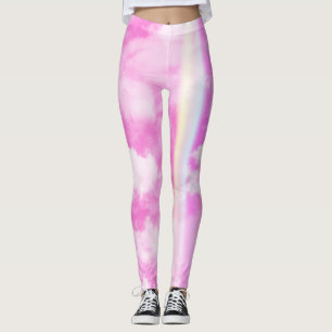 Pink Aesthetic Rainbow Sky Leggings