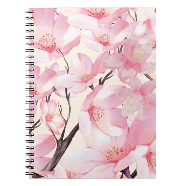 Pink Aesthetic Sakura Cherry Blossom Pink Flowers  Notebook (Front)