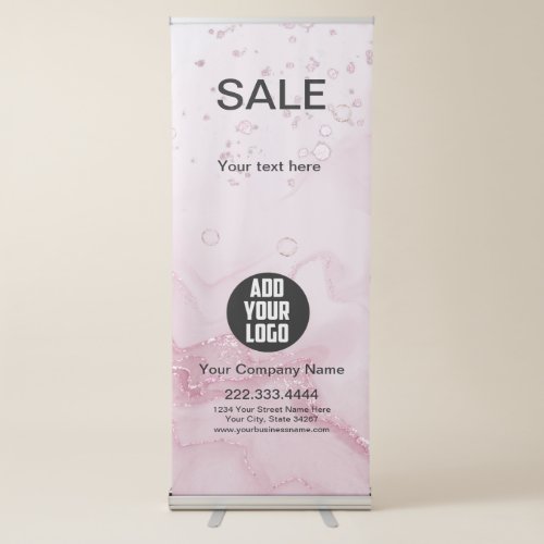 Pink Aesthetic trade show logo business  Retractable Banner