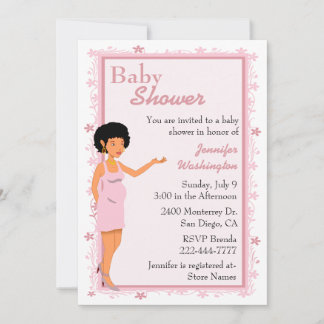 Pink African American Baby Shower Invitation