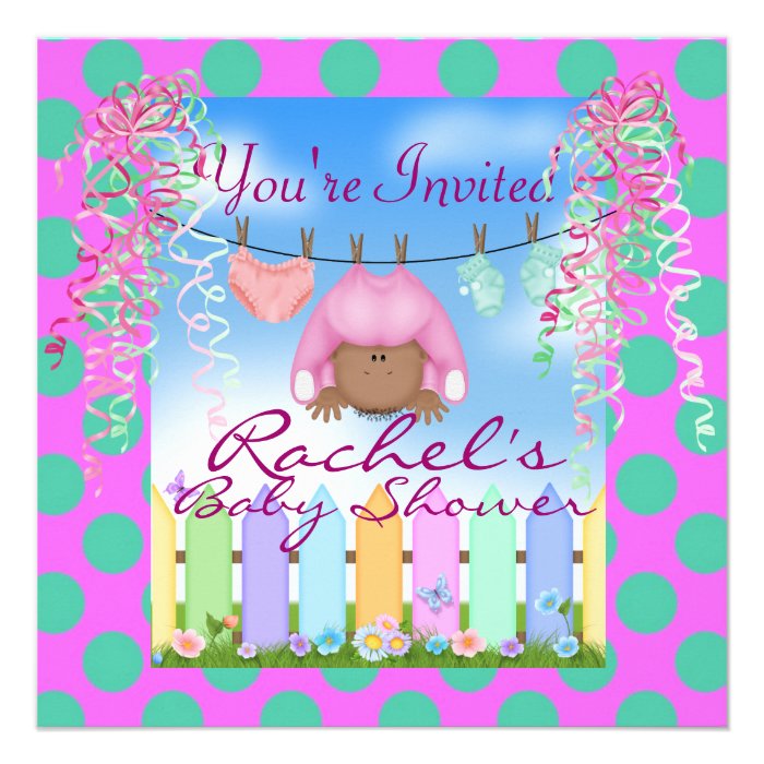 PINK AFRICAN AMERICAN BABY SHOWER INVITATION