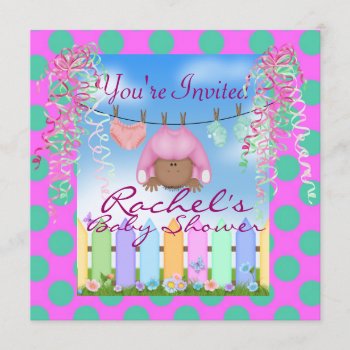 Pink African American Baby Shower Invitation by PersonalCustom at Zazzle