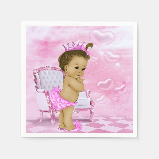 Pink African American Baby Shower Napkins (Front)