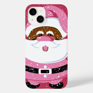 Pink African-American Santa Claus Christmas Case-Mate iPhone 14 Case