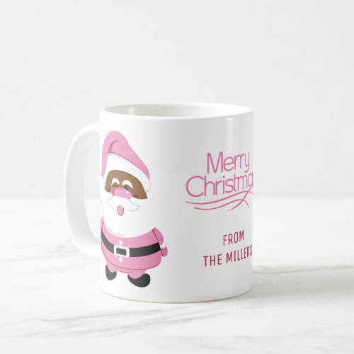 Pink African_American Santa Claus Merry Christmas  Coffee Mug