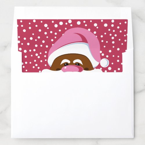 Pink African_American Santa Claus red Christmas Envelope Liner