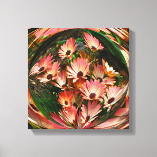 Pink African Daisies Abstract Floral Canvas Print