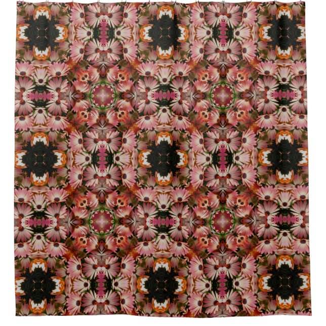 Pink African Daisies Floral Art Pattern  Shower Curtain (Front)