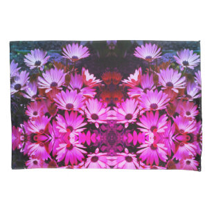Pink African Daisy Flowers Abstract Art Pillow Case