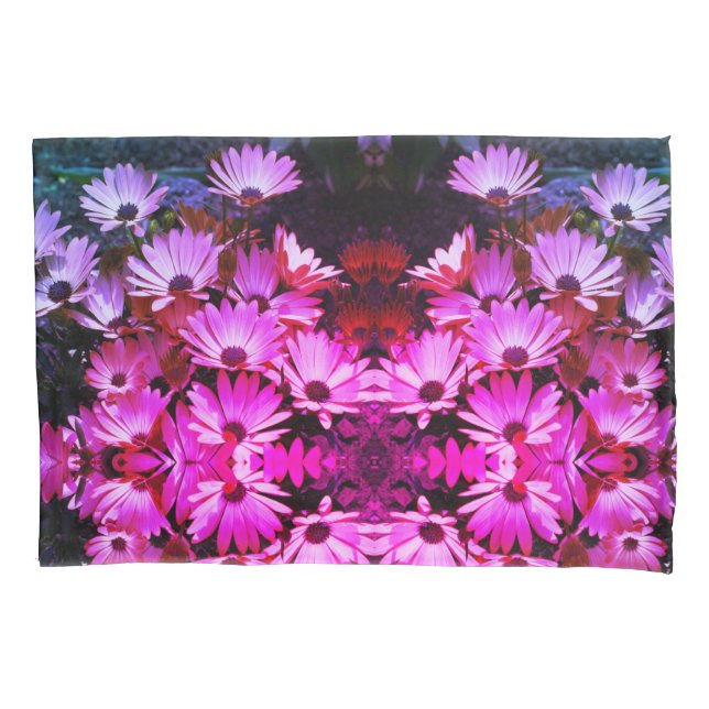 Pink African Daisy Flowers Abstract Art Pillow Case (Front)