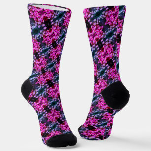 Pink African Daisy Flowers Abstract Art Socks
